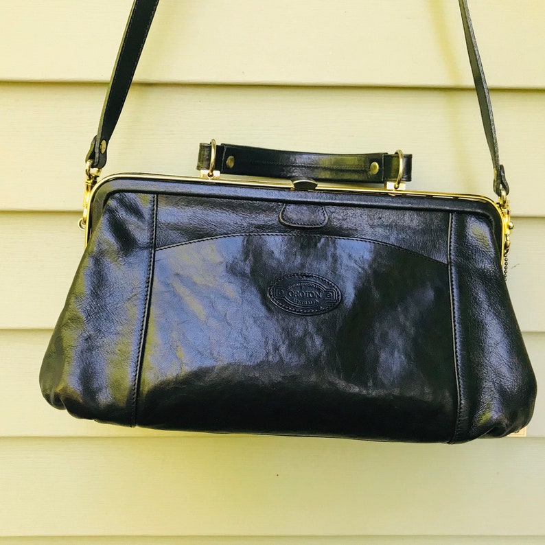 Genuine OROTON Vintage Australian Hand Bag Black Leather Etsy