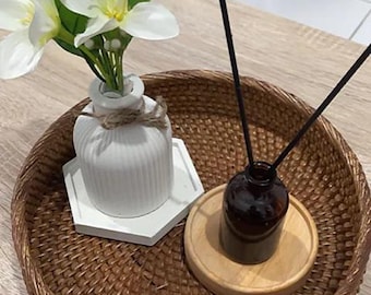 Bandeja redonda de ratán para decoración del hogar