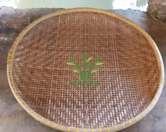 3 szt. plecionych bambusowych tac do serwowania na kosze do żniw