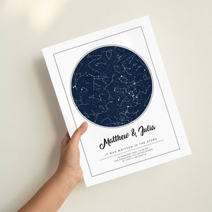 Custom Star Map by Date Constellation Chart PRINT Anniversary Gift for Him Her Under This Night Sky We Met Our First Date
