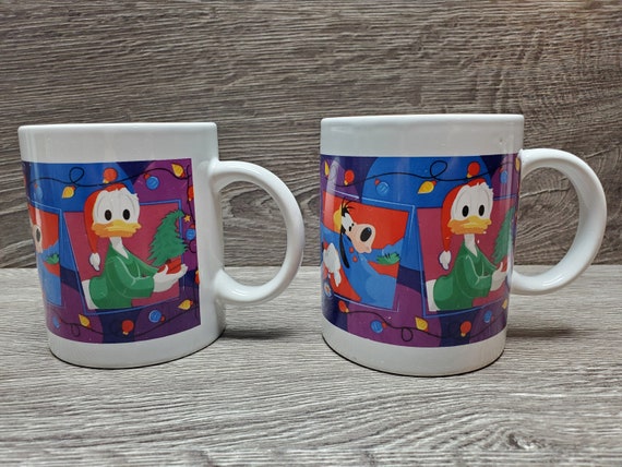 RARE Set of 2 Vintage Walt Disney Mug/coffee Cups/espresso Mug/mickey  Mouse/1990s/christmas Lights/minnie/goofy/donald Duck/holiday Gift 