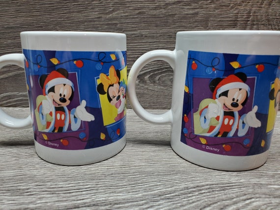 RARE Set of 2 Vintage Walt Disney Mug/coffee Cups/espresso Mug/mickey  Mouse/1990s/christmas Lights/minnie/goofy/donald Duck/holiday Gift 