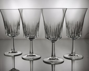 Set of 4/Vintage Cristal D'Arques-Durand Regency Water Goblets/Glasses/24% Lead Crystal/Farmhouse/Barware/Glassware/Cut Glass/Wedding Gift