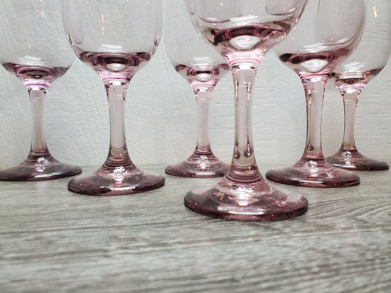 Set of 6/Libbey Pink Wine Glasses/Pink Goblets/Place Etsy