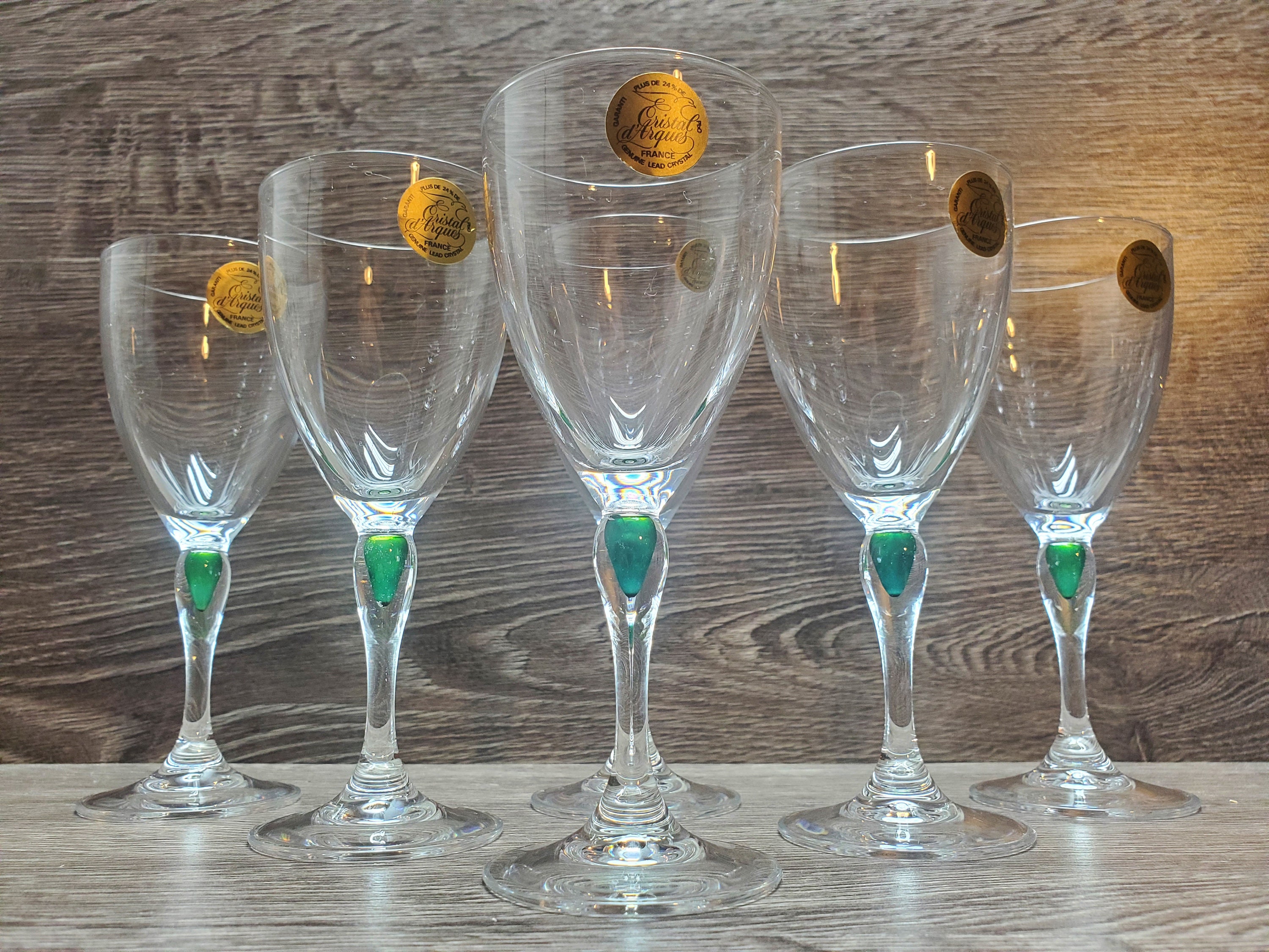 Crystal Port Wine Cordials Sherry Glasses with Air Bubble in Stem