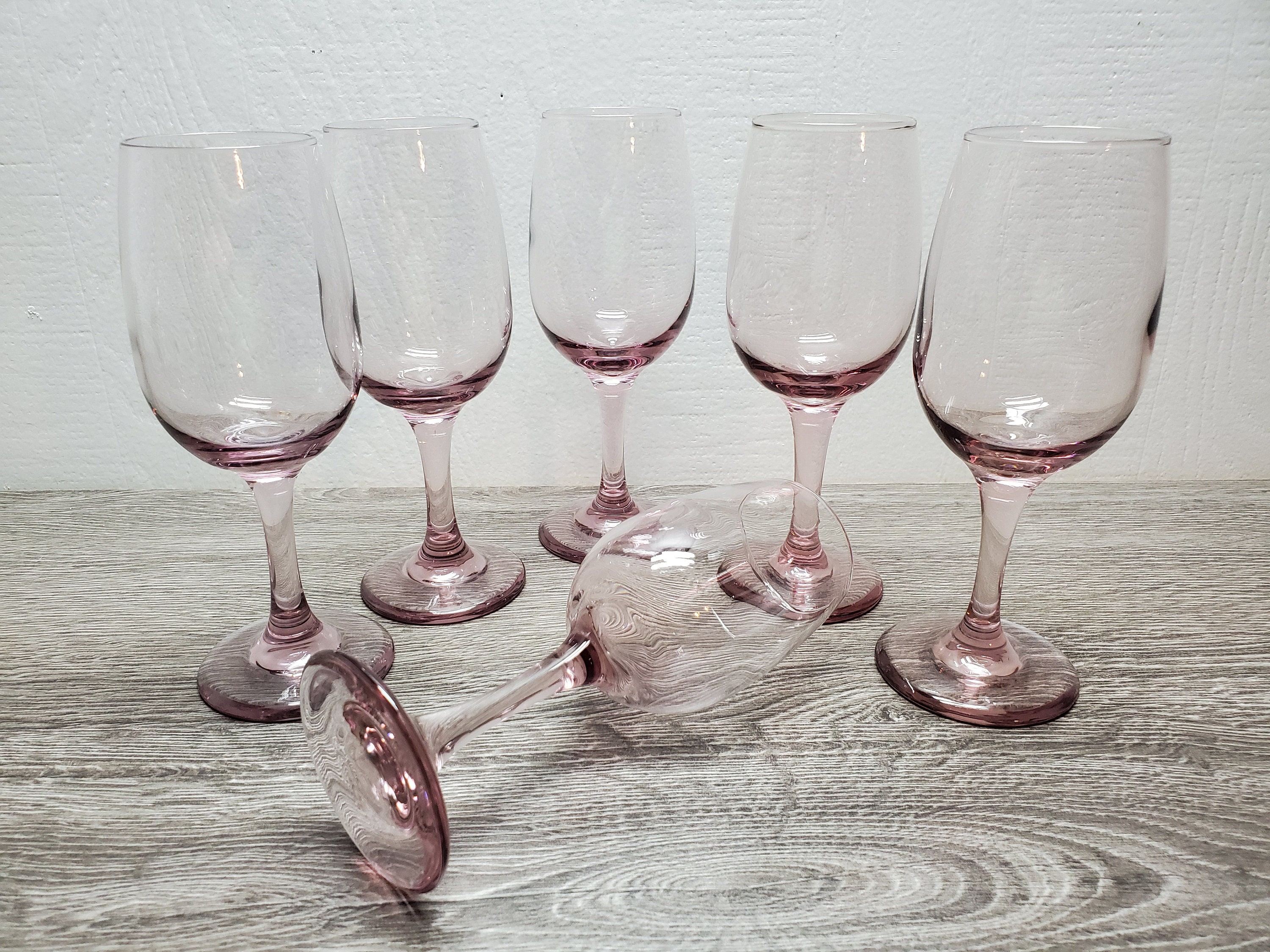 Set of 6/Libbey Pink Wine Glasses/Pink Goblets/Place | Etsy