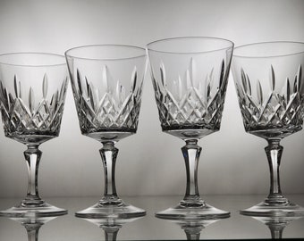 Set of 4/Vintage Cristal D'Arques-Durand CRA56 Wine Glasses/24% Lead Crystal/Farmhouse/Barware/Glassware/Cut Glass/Criss Cross/Diamond