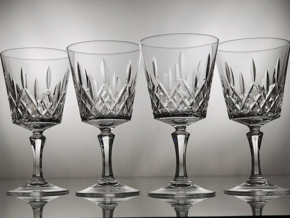 Set of 4/vintage Cristal D'arques-durand CRA56 Wine Glasses/24% Lead  Crystal/farmhouse/barware/glassware/cut Glass/criss Cross/diamond 