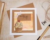 Birthday card with small cake Greeting card Greeting card Double card square