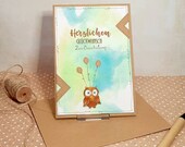 Greeting Card Double Card Enrolment Owl