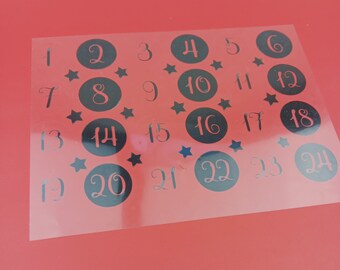 Iron-on foil - Advent calendar numbers black