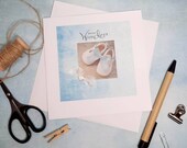 Greeting card for the birth - Small miracle - Baby card square light blue baby shoes Picture motif