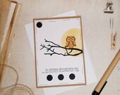 Greeting card stamped owl on punched branch... to your special day double ticket