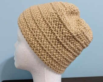 Tan beanie, crocheted hat, warm crocheted hat, crocheted beanie, tan crocheted beanie