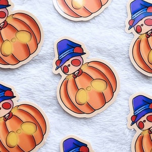 CARAMEL PUMPKIN STICKERS | Kawaii Panda Cute Witch Halloween Witchy Jack-o-lantern | Laptop, Journalling, Water Bottle Die Cut Sticker
