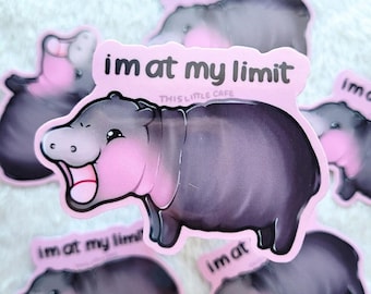 HIPPO SCREAMING Moo Deng Sticker | Kawaii Cute Moodeng Girl Hippopotamus | Laptop, Journalling, Water Bottle Die Cut Stickers