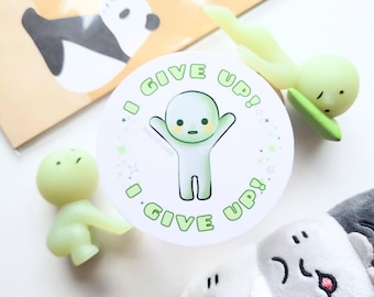 GIVE Up CORNER GUY Stickers | Green Lil Dudes | Laptop, Journalling, Water Bottle Die Cut Sticker