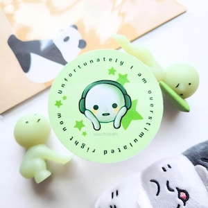 OVERSTIMULATED CORNER GUY Stickers | Green Lil Dudes | Laptop, Journalling, Water Bottle Die Cut Sticker