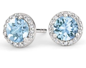 Aquamarine Gemstones Diamond earrings