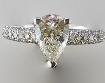 Pear Shape Natural Diamond White Gold Ring
