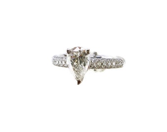 1.25 carat Earth Mined Natural Diamond Pear Cut Ring