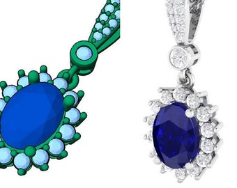 Sapphire Natural Diamond Necklace 2.3 Carat