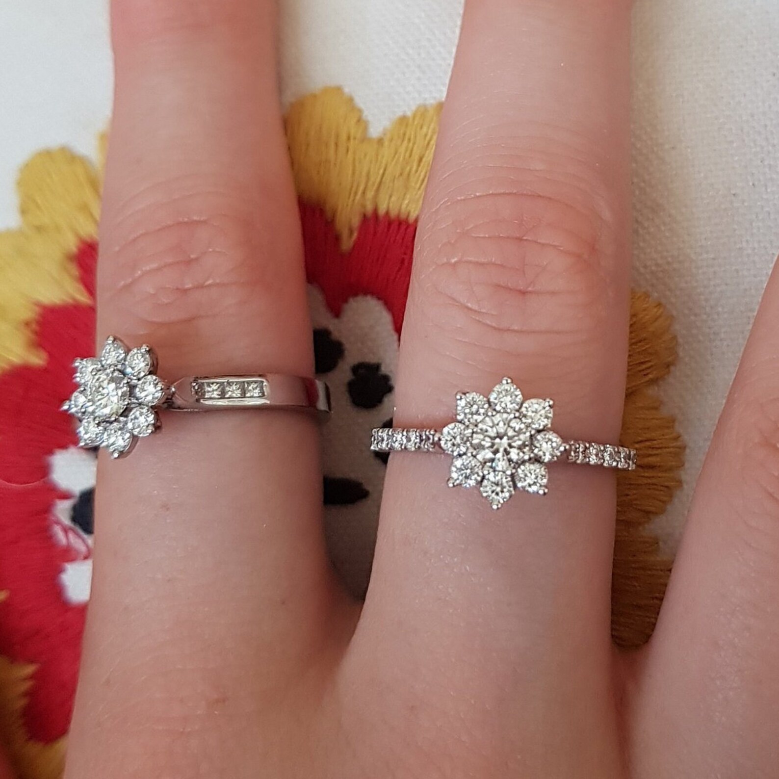 Handmade jewelry dainty ring flower engagement ring 18K white Etsy