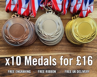 Personalised Medal, Any Sport/Occasion, Gold Medal Silver Bronze, Metal Medal, Cheap Medals, Achievement Award, Sports Day, Free Delivery