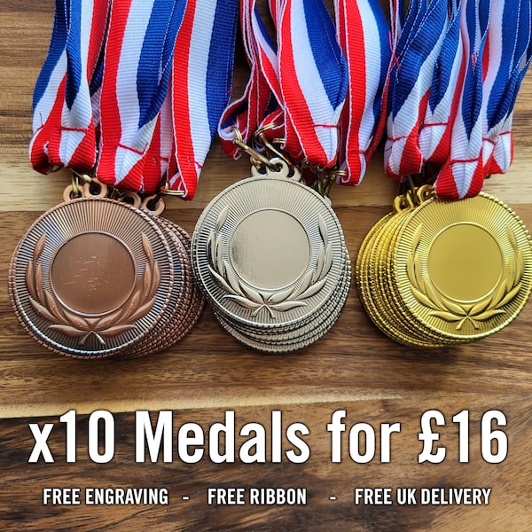 Personalised Medal, Any Sport/Occasion, Gold Medal Silver Bronze, Metal Medal, Cheap Medals, Achievement Award, Sports Day, Free Delivery