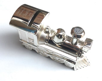 Personalised Silver Plated Train Moneybox - Engraved New Born Baby gift, Christening gift, Baptism Gift, Money Pot, Train Money Box
