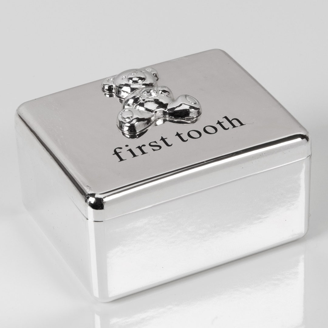 Personalised First Tooth Teddy Bear Keepsake Box- Engraved Christening ...
