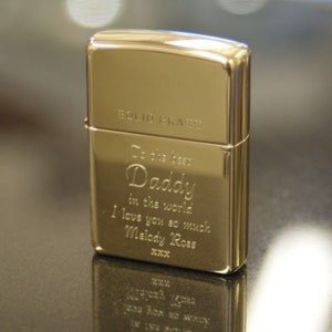 Personalised Zippo Lighters, free engraving, fast free delivery. Genuine Zippo - Polished And Brushed Chrome,Polished & Brushed Brass image 8