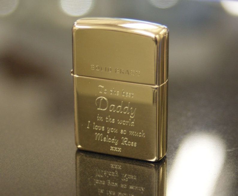 Personalised Zippo Lighters, free engraving, fast free delivery. Genuine Zippo - Polished And Brushed Chrome,Polished & Brushed Brass image 8