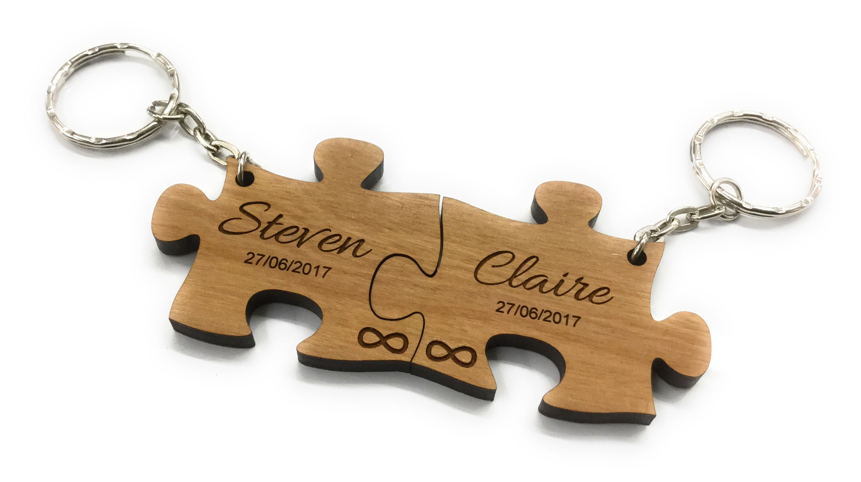 Personalised Pair of Infinity Symbol Jigsaw Keyrings - Laser Engraved ...