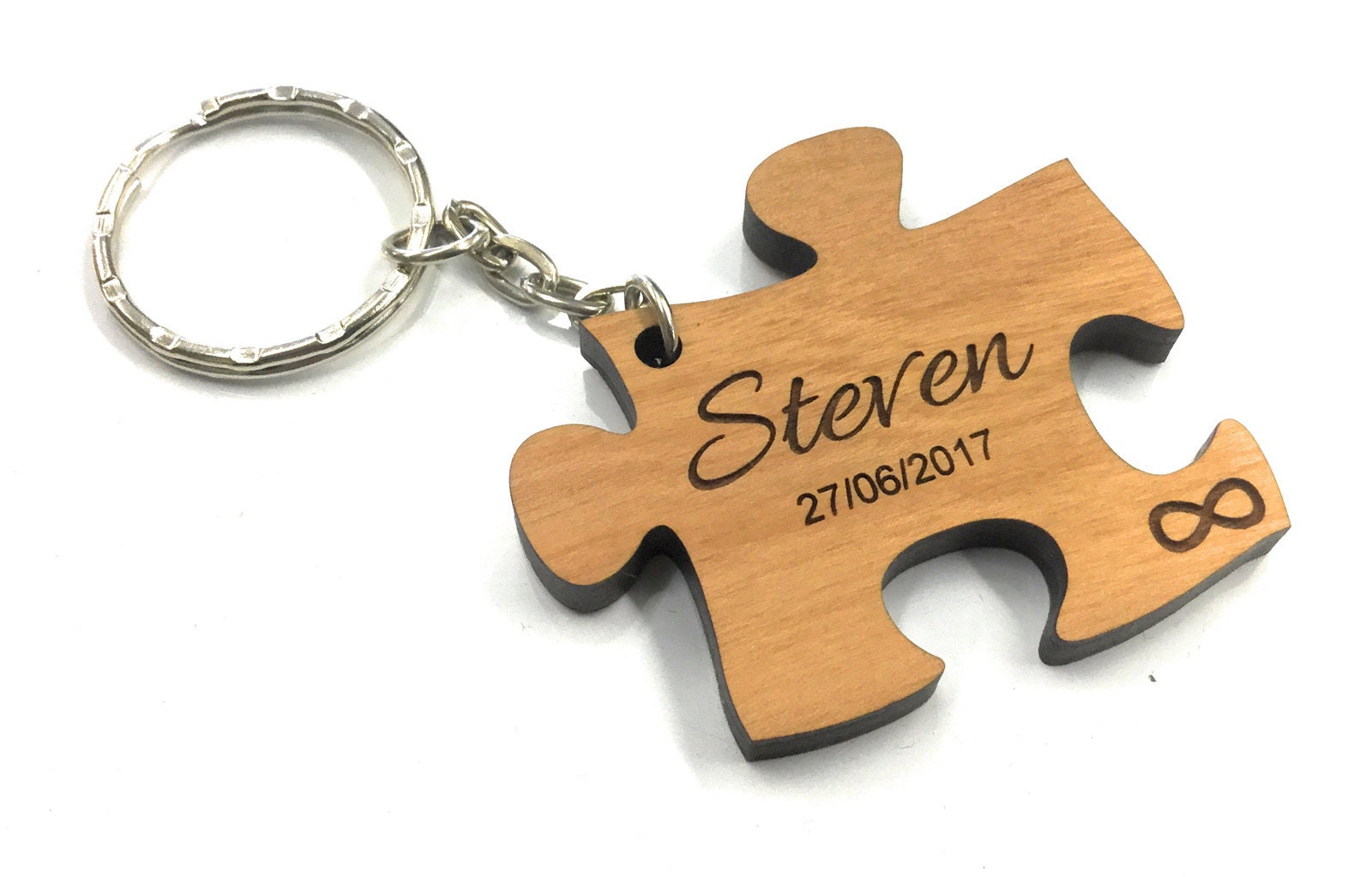 Personalised Pair of Infinity Symbol Jigsaw Keyrings - Laser Engraved ...