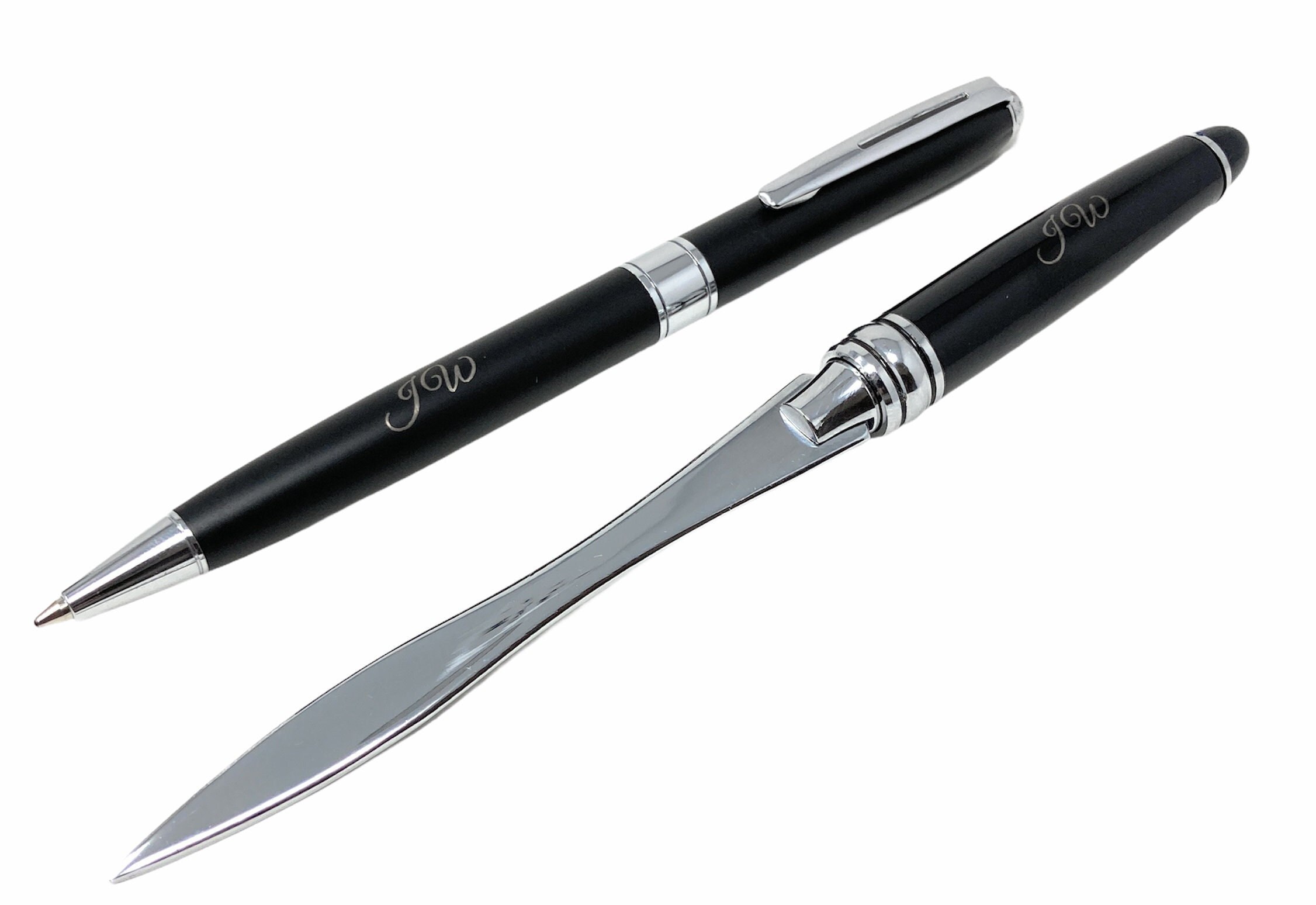 Personalised Black Pen & Letter Opener Set wedding Etsy UK
