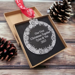 Personalised Christmas Tree Bauble Decoration for Couples - Celebrating Your 1st Christmas Together - New Home Christmas Gift