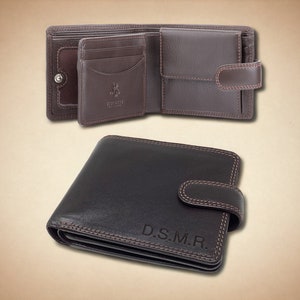 Personalised RFID Leather Cash and Coin Wallet – Engraved Brown Visconti Wallet | Gift for Men, Dad, Husband | Custom Name or Initials