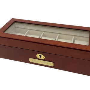 Personalised Wooden Lockable Watch Collector Box Mens Wedding Birthday Gift Engraved With A Message Of Your Choosing image 4