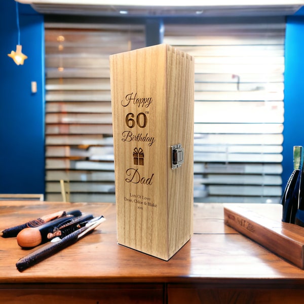 Personalised Engraved FSC Wooden Champagne Wine Box Custom Wooden Box Birthday Milestone Celebration  - Perfect Birthday Gift/Keepsake