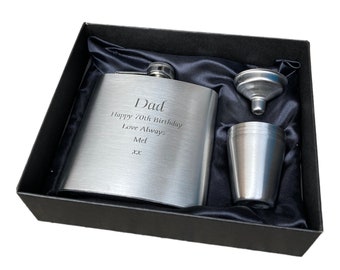 Personalised 6oz Silver Hip Pocket Flask Gift Set - Best Man Wedding Usher Birthday Custom Engraved Drinking Gift