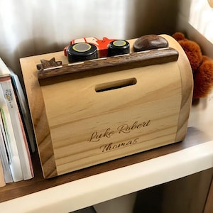 Personalised Handcrafted Wooden Tractor Moneybox -Children's Wooden Money Box, New Born Baby Gift, Christening Gift, Money Pot