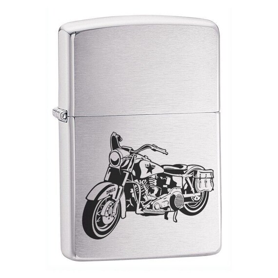 Personalised Genuine Zippo Lighter Harley Style Motorbike ,two