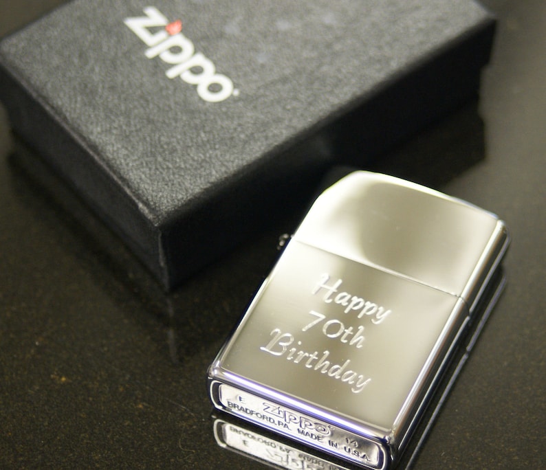 Personalised Zippo Lighters, free engraving, fast free delivery. Genuine Zippo - Polished And Brushed Chrome,Polished & Brushed Brass image 5