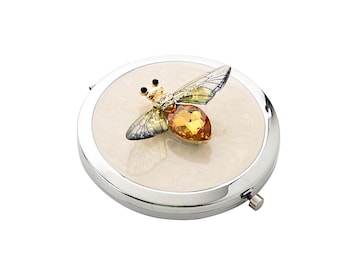 Personalised Decorative Bee Compact Mirror- Custom Engraved Hand Bag Mirror - Ladies Hen Party Sister, Bride, Mother Engraved Gift