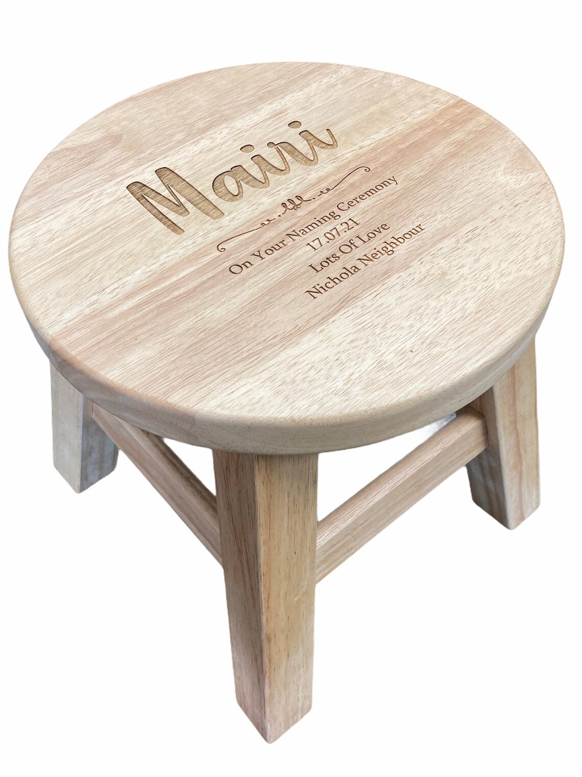 Personalised Wooden Childrens Stool Engraved Baby Toddler Etsy