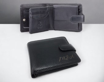 Personalised RFID Leather Cash and Coin Wallet – Engraved Black Visconti Wallet | Gift for Men, Dad, Husband | Custom Name or Initials