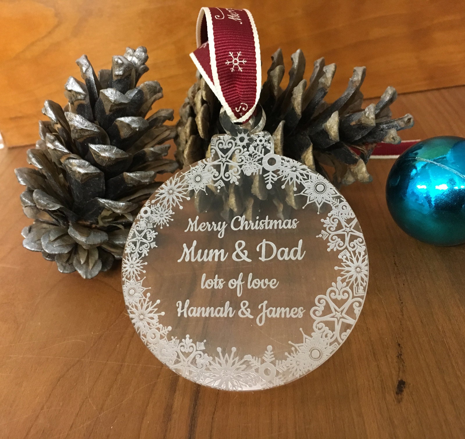 Personalised Christmas Tree Bauble Decoration Mum & Dad Etsy UK