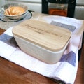Personalised Ceramic And Oak White Butter Dish - Engraved Kitchen New Home Gift