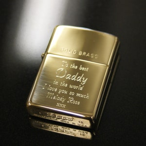 Personalised Zippo Lighters, free engraving, fast free delivery. Genuine Zippo - Polished And Brushed Chrome,Polished & Brushed Brass image 4